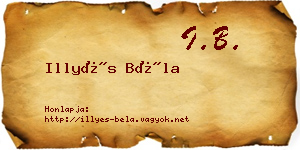 Illyés Béla névjegykártya